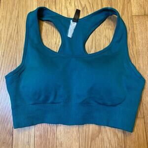 Savvi Size Medium Deep Emerald Ribbed Scoop Neck Activewear Sports Iris Bra